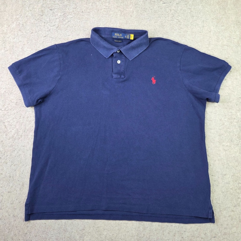 Polo Ralph Lauren Shirt Mens XL Navy Blue Custom Slim Fit Short Sleeve Preppy